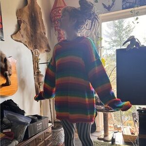 Handmade oversized knit RAINBOW 🌈 sweater